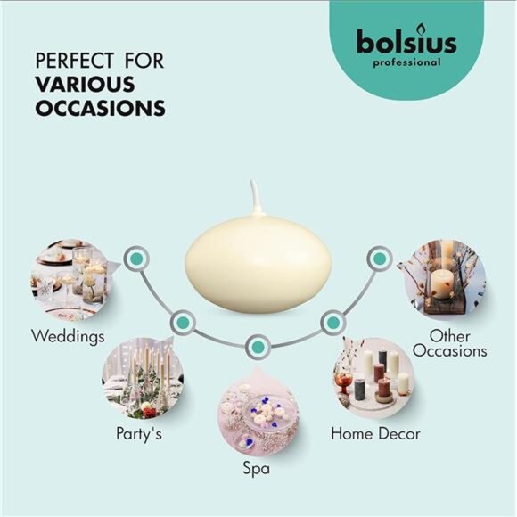 Unscented Floating Candles - Pure Rich Creamy Ivory, 20 Set - Smokeless - Picture 4 of 8